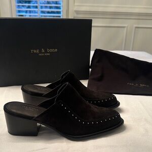 Rag & Bone Black Weiss Suede Studded Clogs